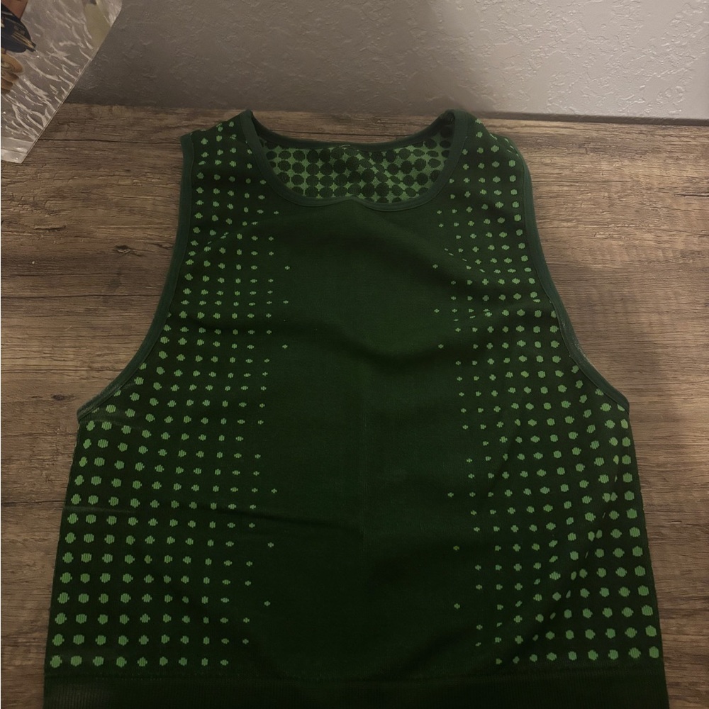 Green Sleeveless Top with Dot Pattern